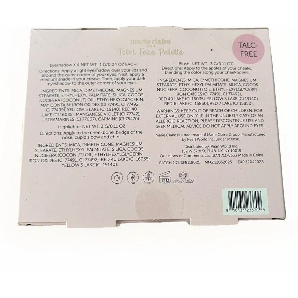 Marie Claire Smokey Delight & Natural Charm Palette Highlighter Eyeshadow Blush